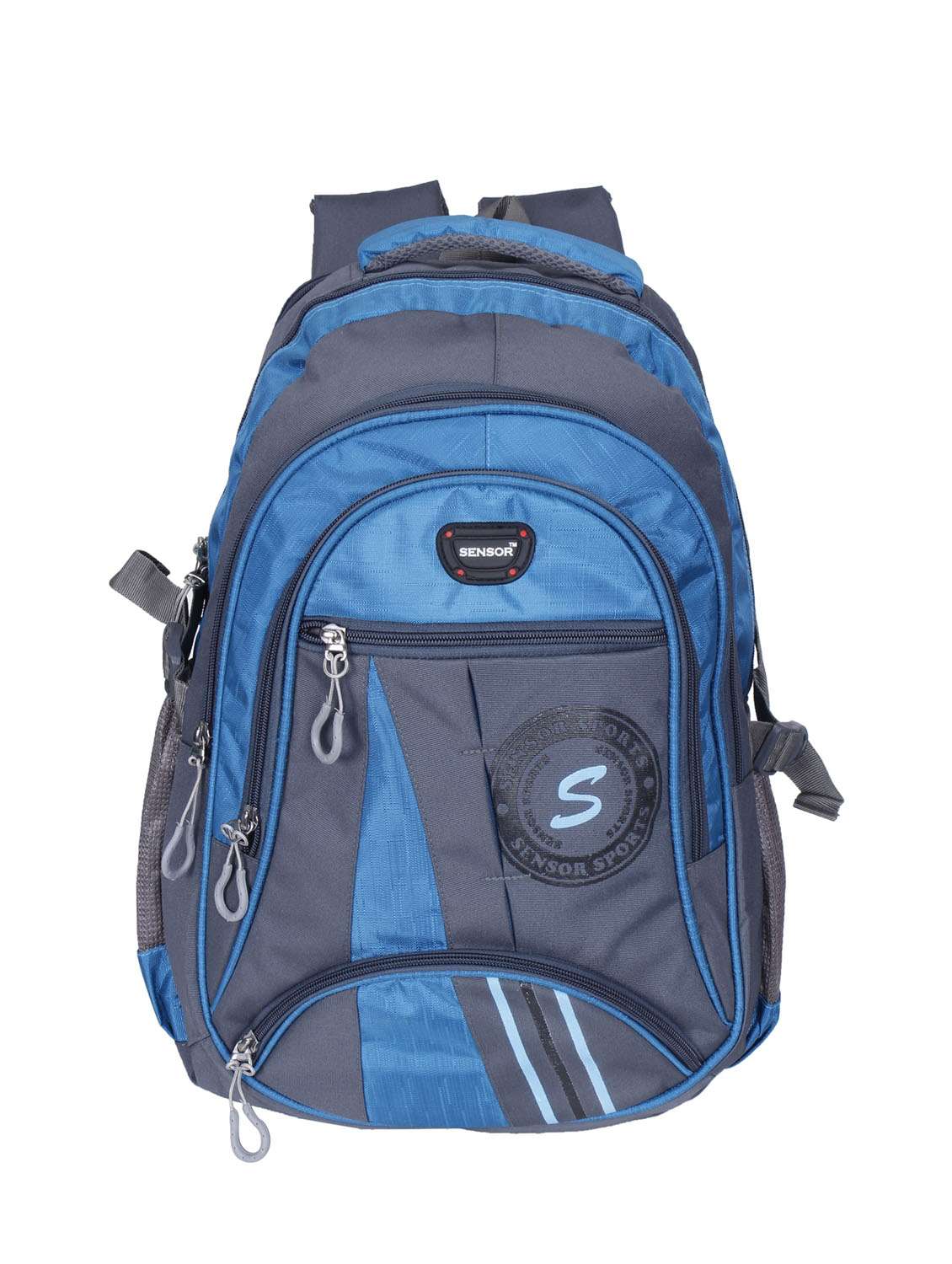 blue & grey backpack