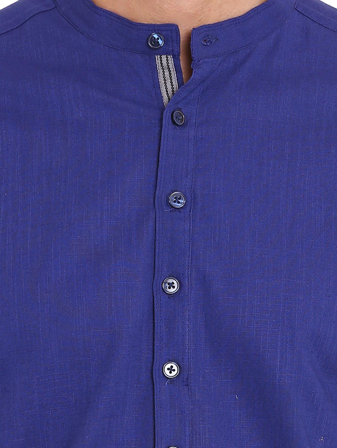 solid royal blue cotton kurta - 11338578 - Standard Image - 2