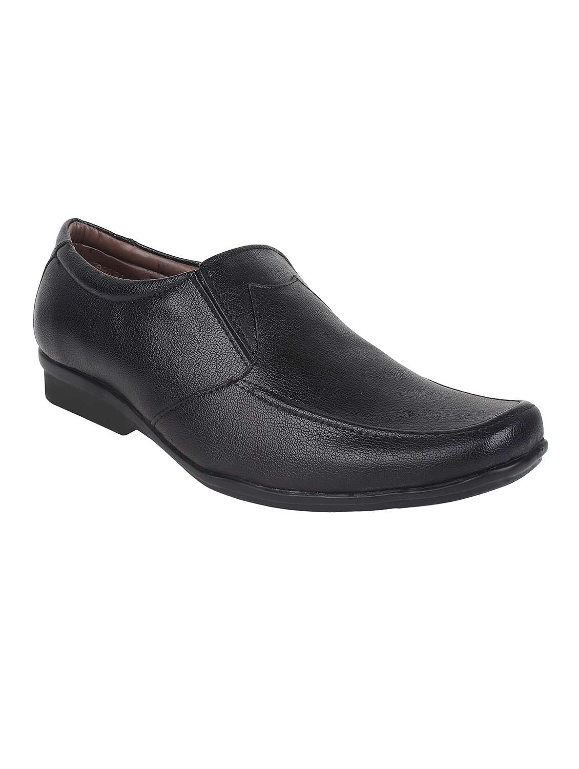 black leatherette slip ons