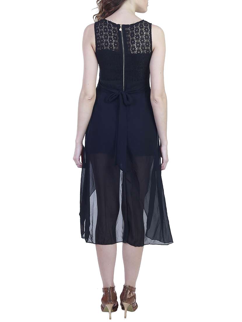 women lace detailed sleeveless high low dress - 11355744 -  Standard Image - 2