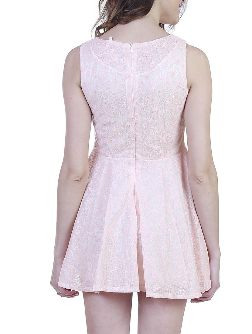 orange lace fit & flare dress - 11355745 - Standard Image - 2