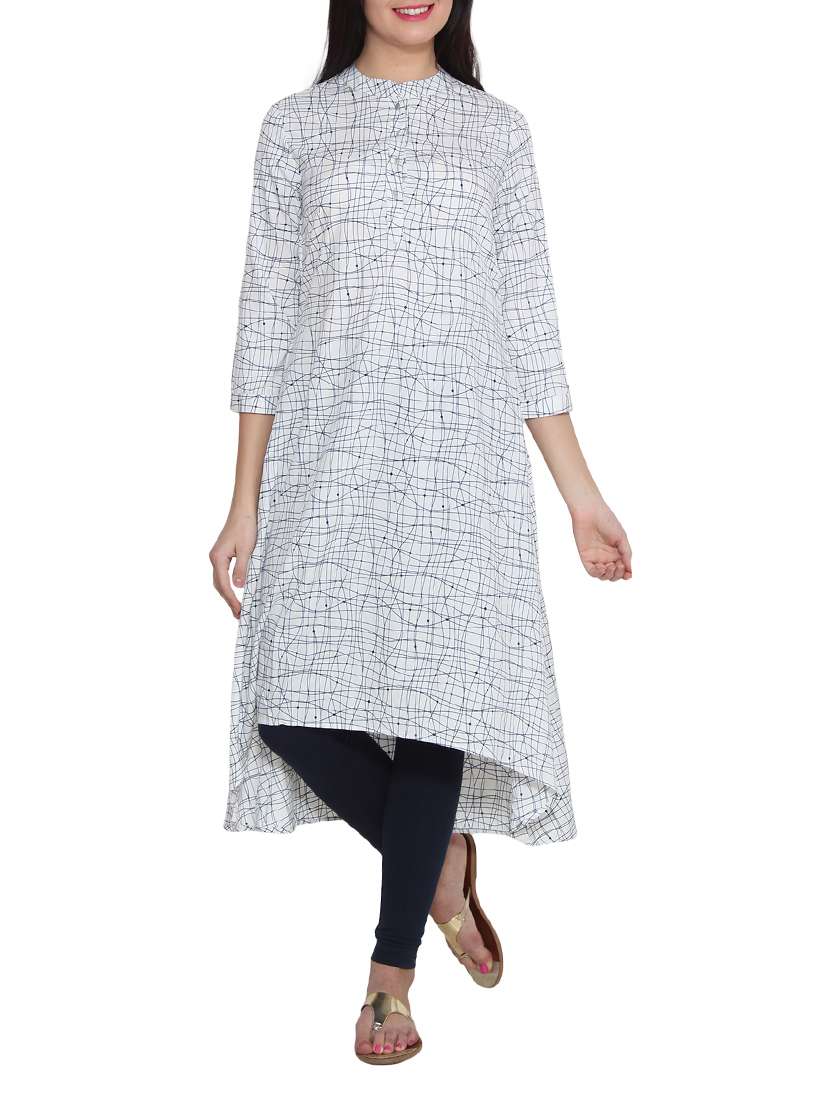 white printed crepe kurta