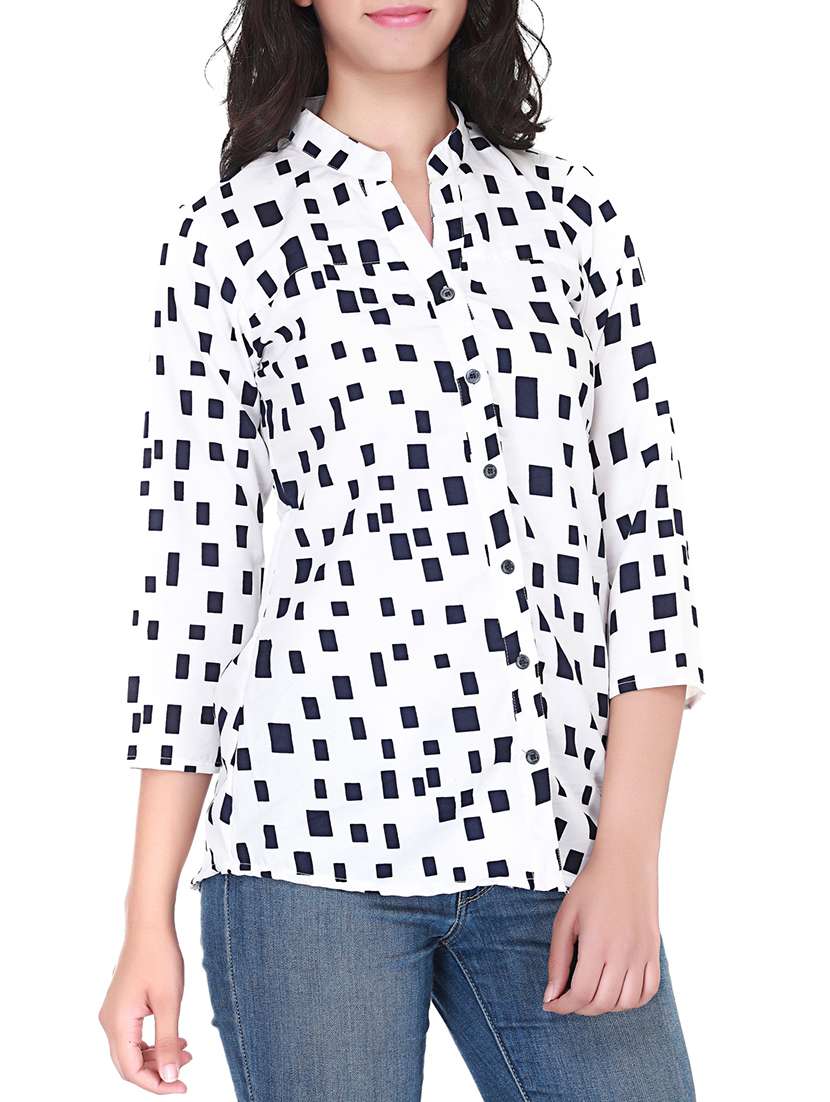 women's a line mandarin neck top