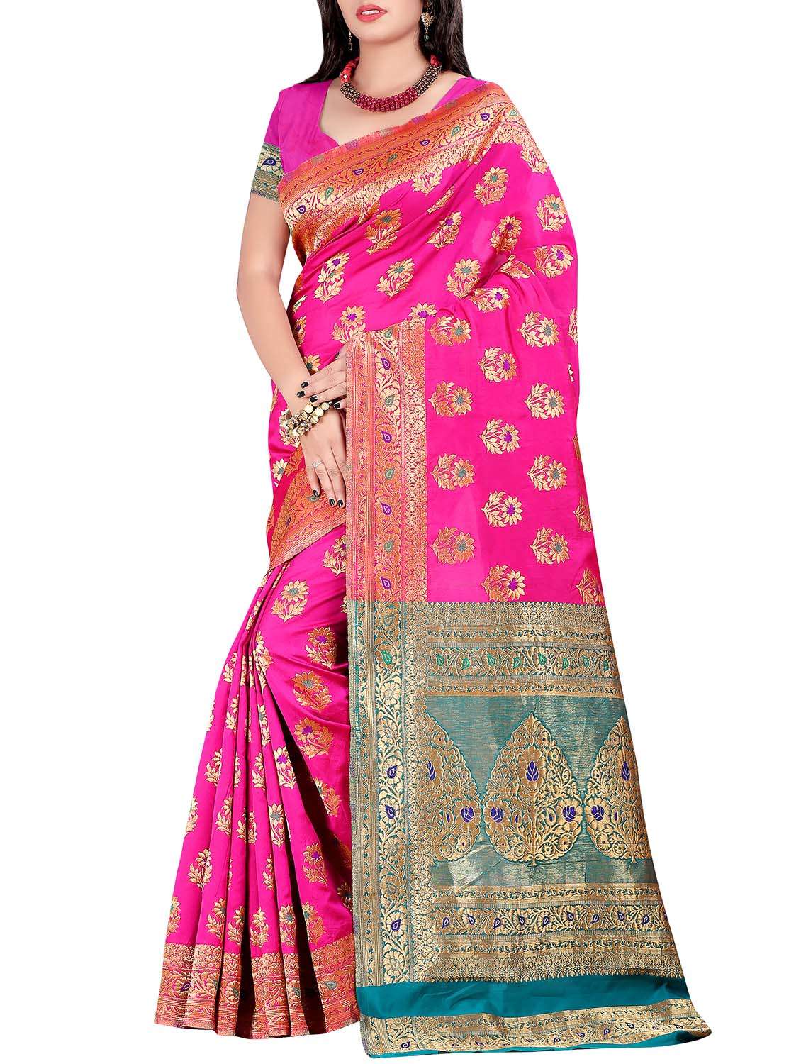pink silk saree with blouse