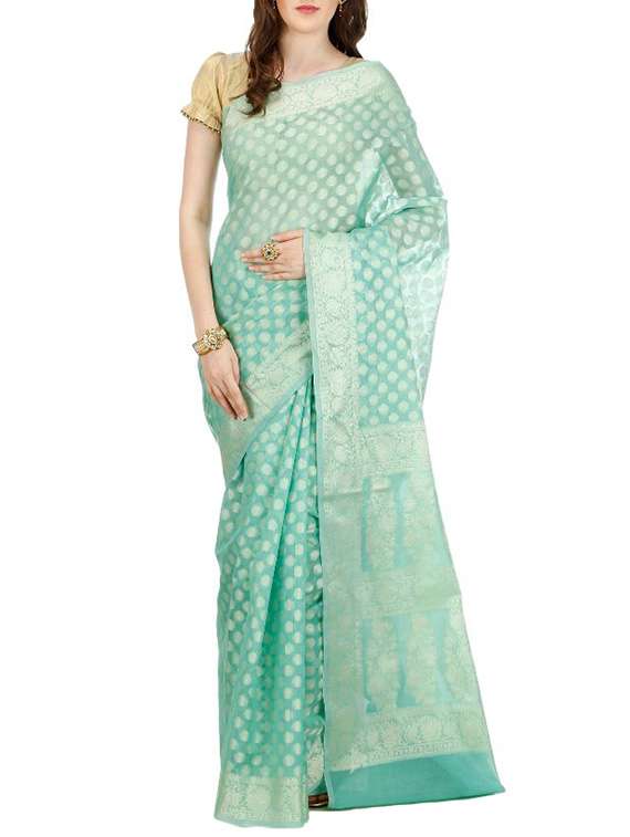 green cotton saree with blouse