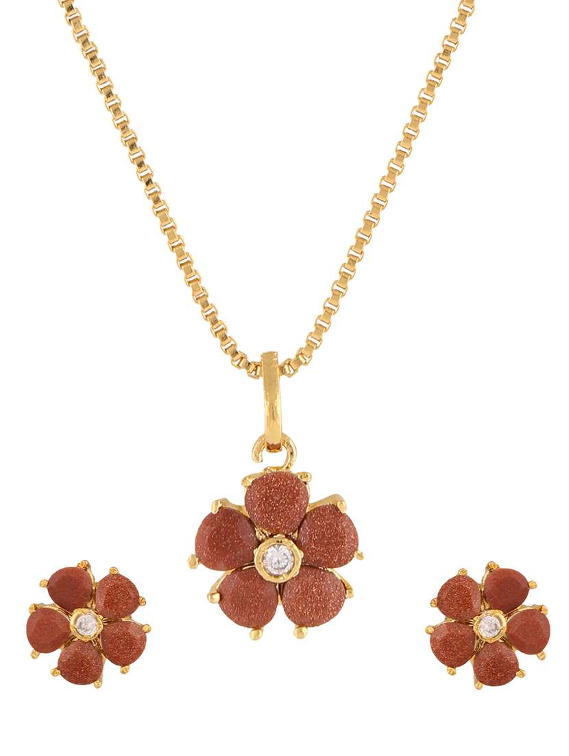 pink gold plated pendant and earrings