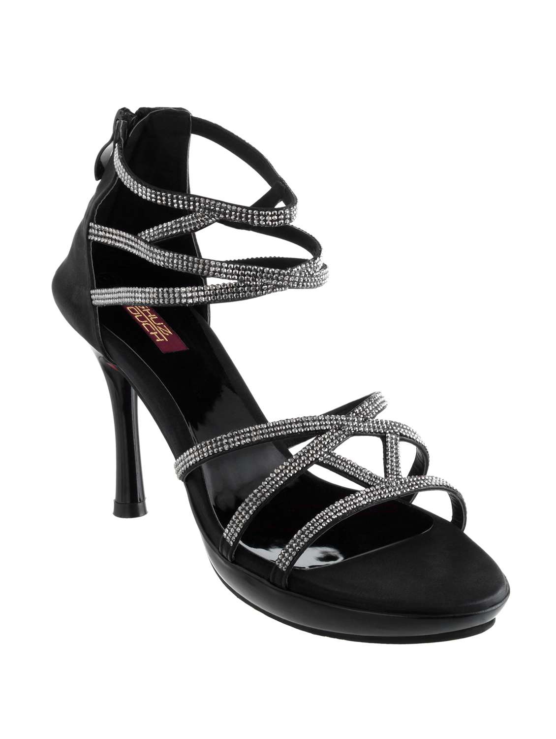 black leatherette stiletto