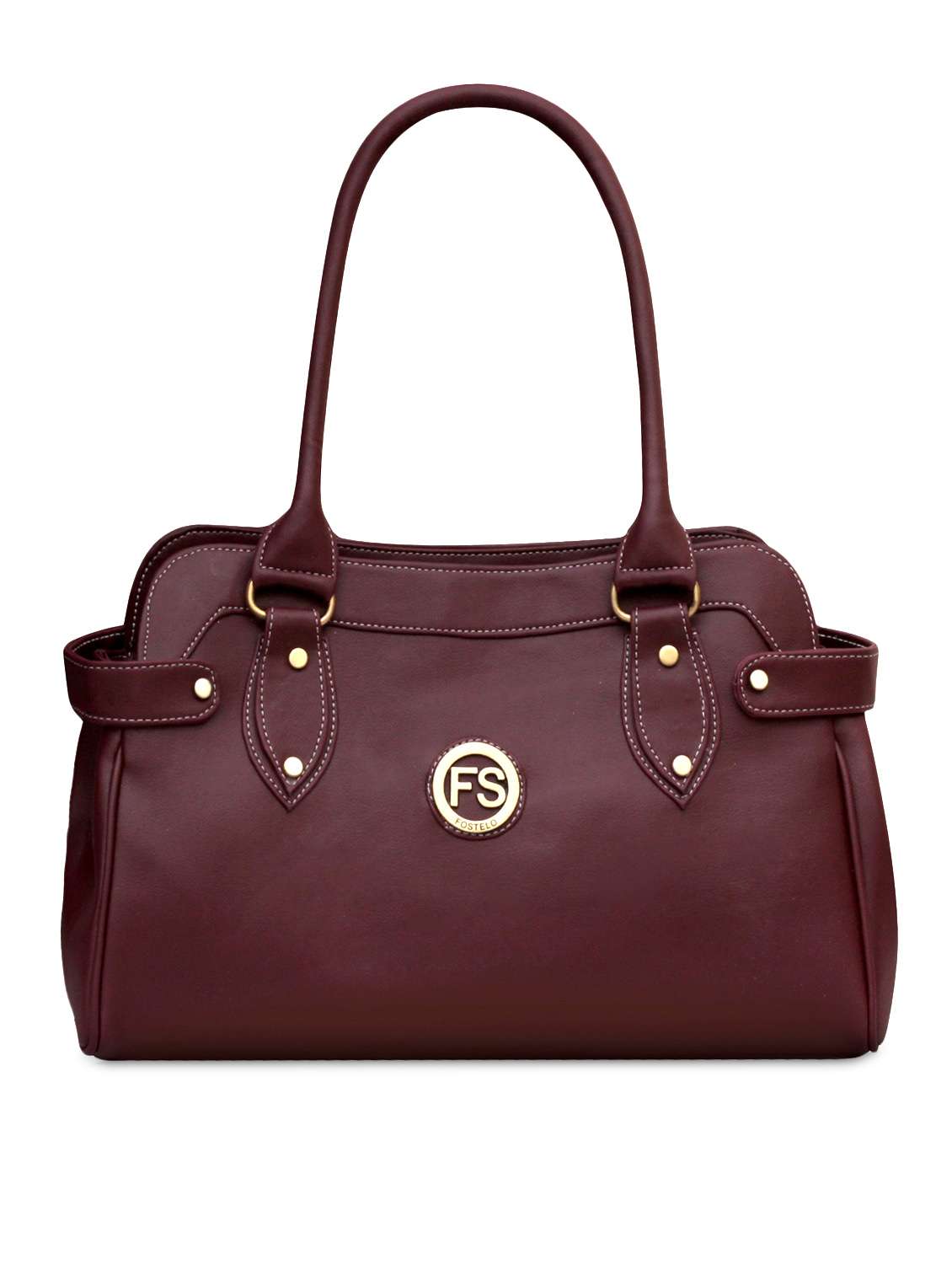 maroon leatherette handbag