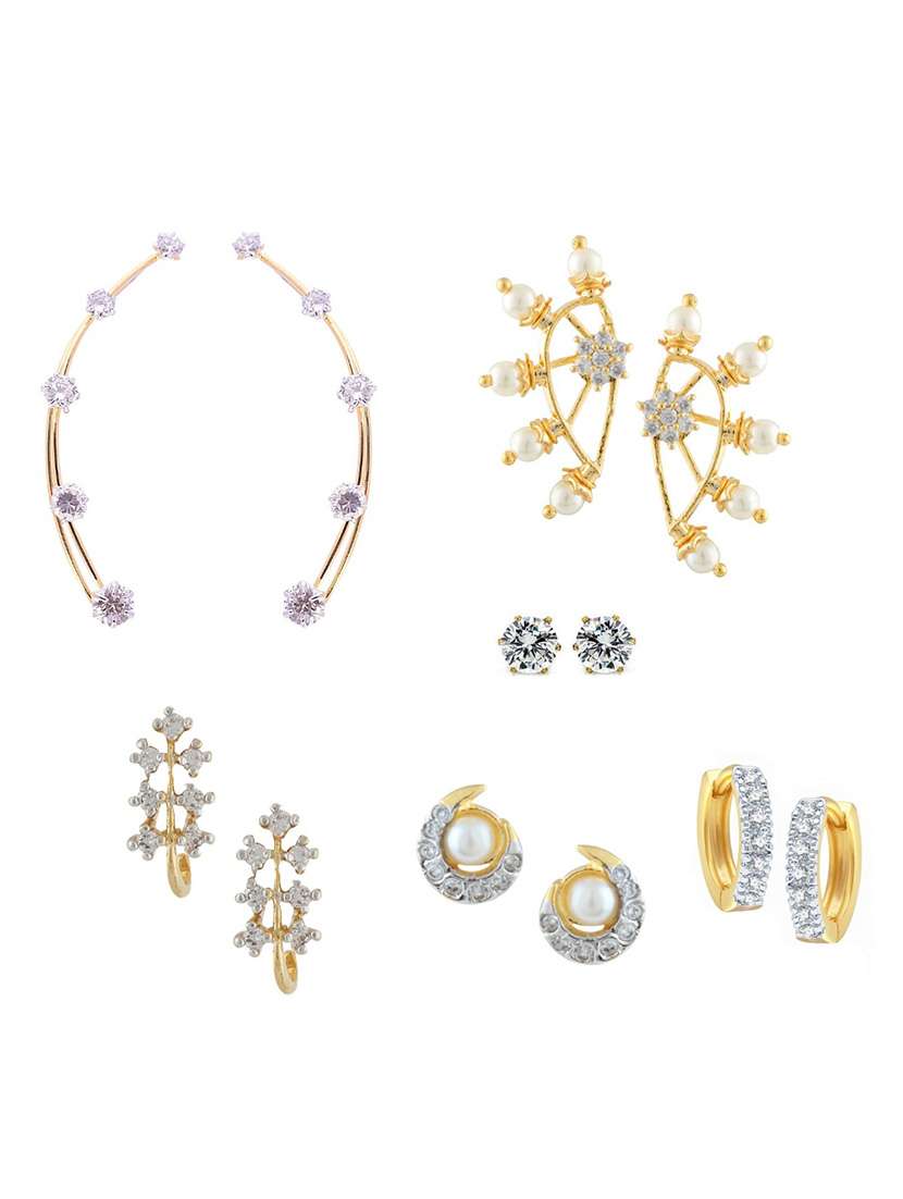 white gold plated studs (set of 5) earrings