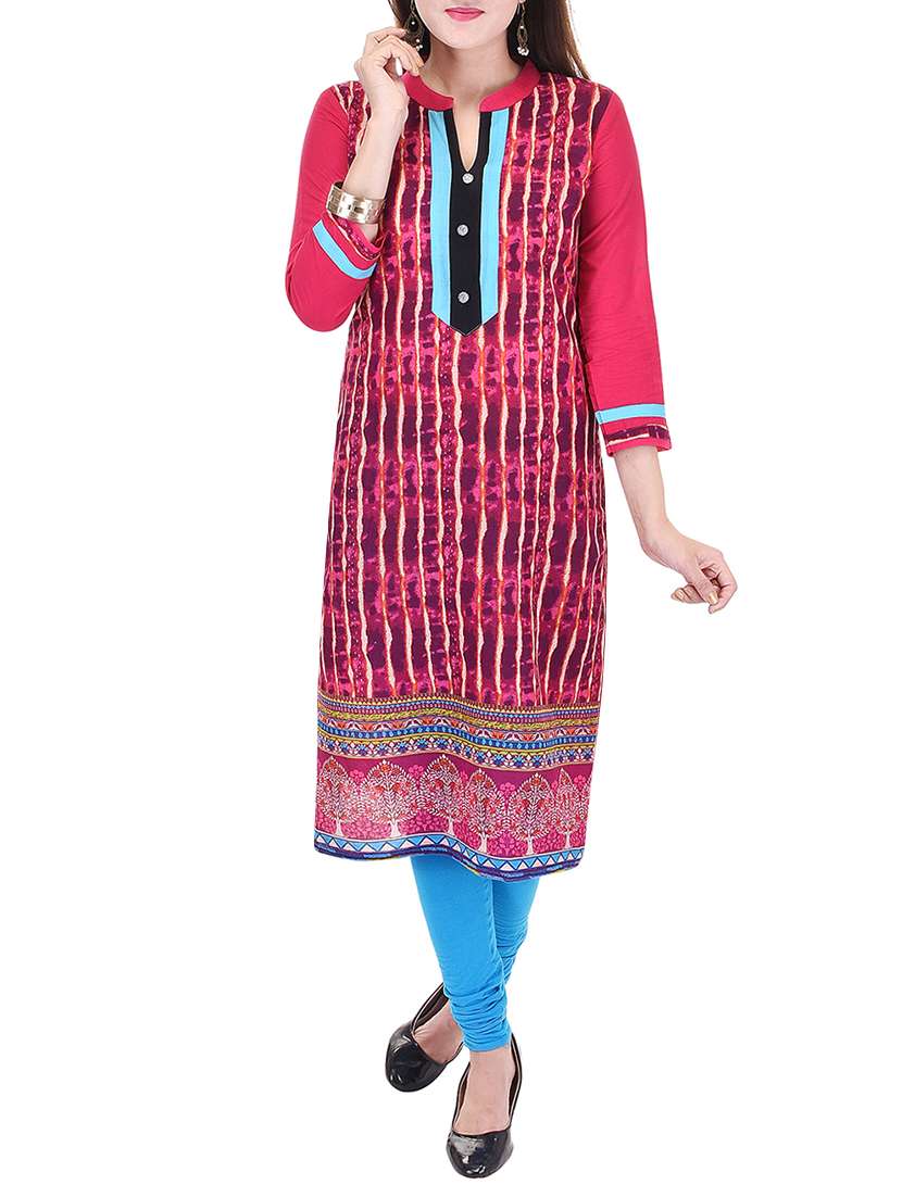 pink cotton printed kurta
