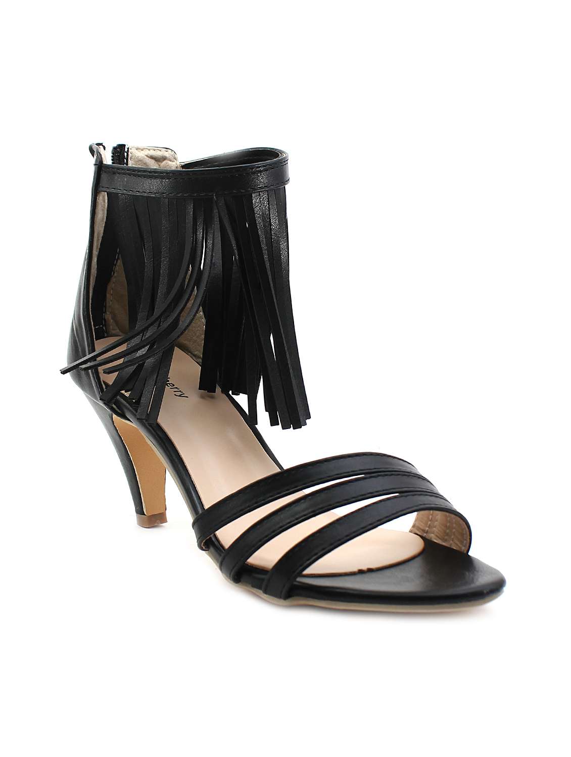 black faux leather closed back  sandal