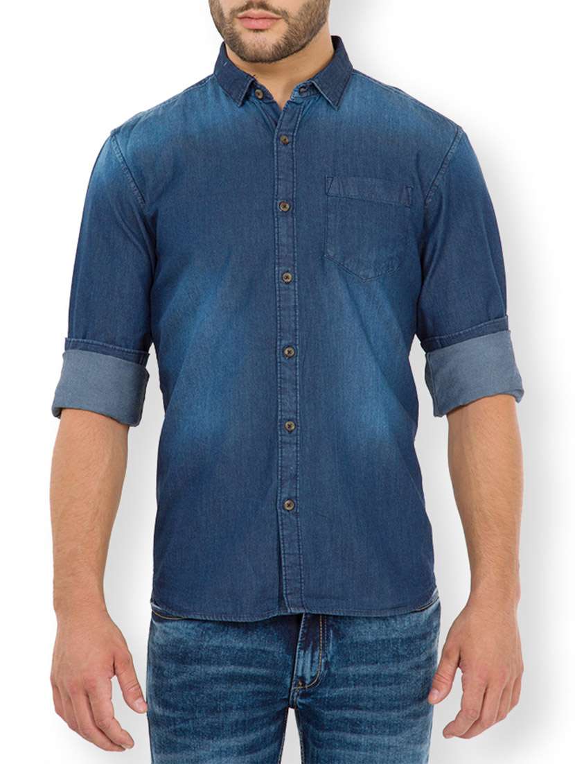 blue cotton casual shirt