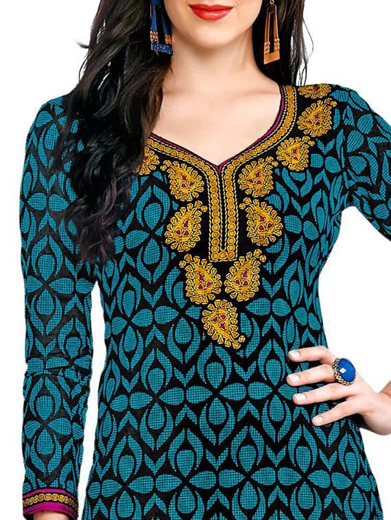 blue cotton dress material - 11423701 - Standard Image - 2