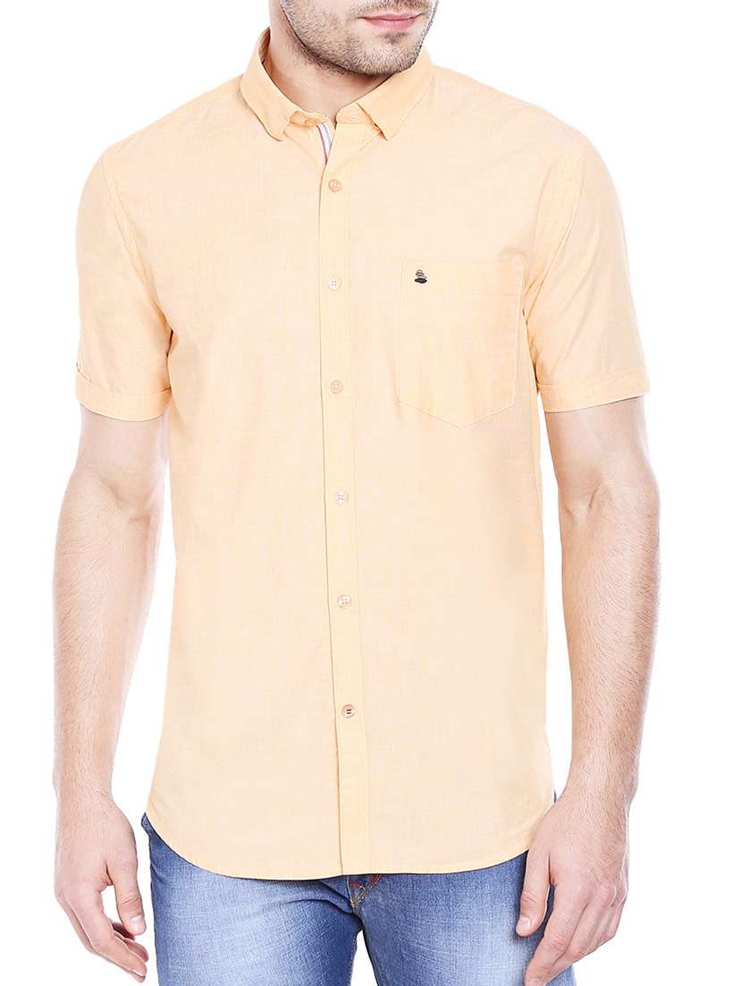 orange cotton casual shirt