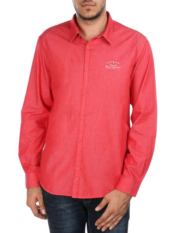 red cotton casual shirt