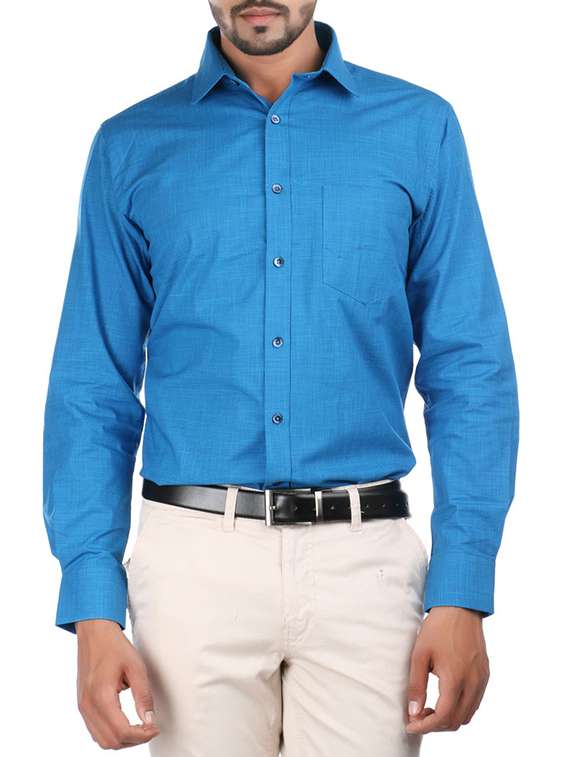 blue cotton casual shirt