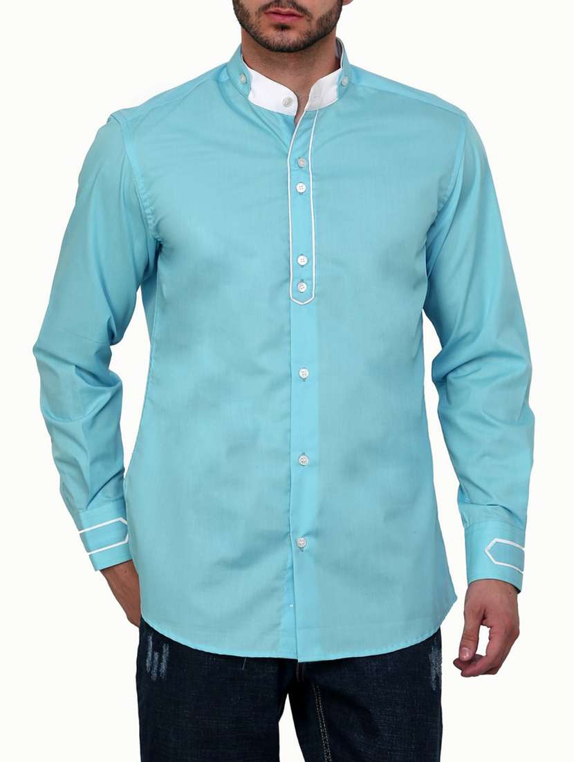 light blue solid casual shirt