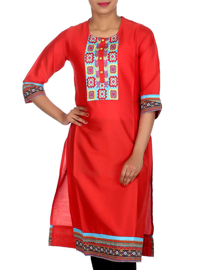 red silk kurta