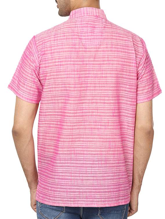pink cotton striped kurta - 11435859 - Standard Image - 2