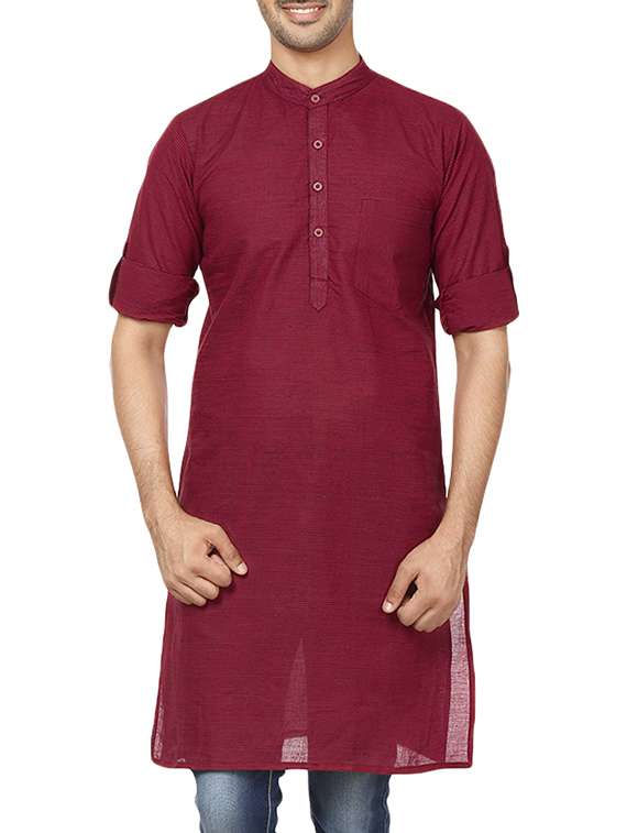 solid maroon cotton kurta