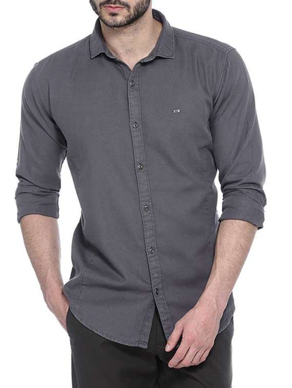 grey cotton casual shirt