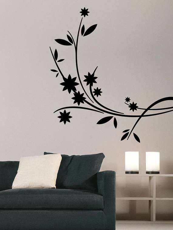 black flower branch vinyl wall sticker