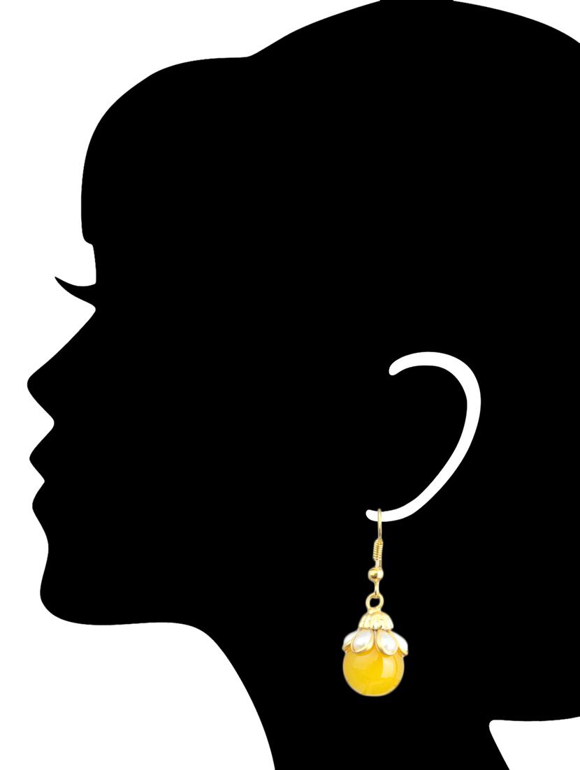 yellow brass drop earrings - 11447650 - Standard Image - 2