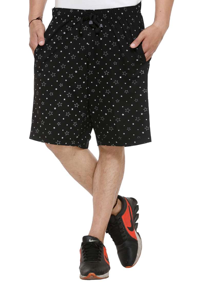 black cotton printed short