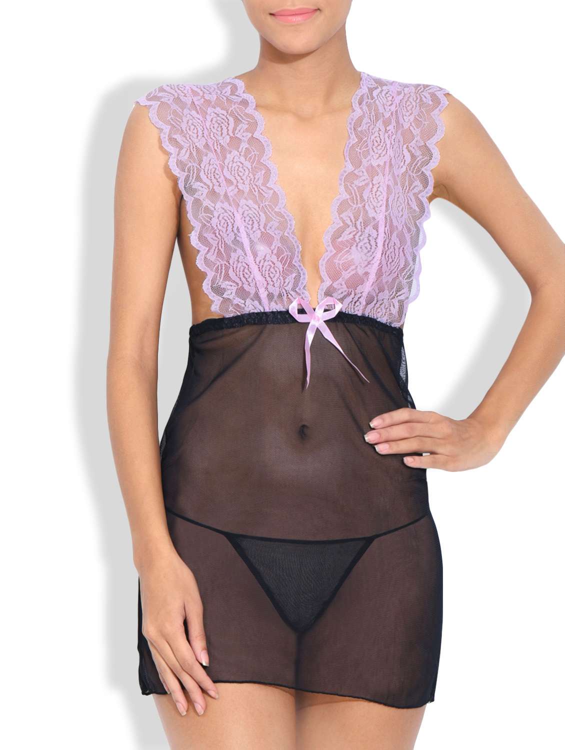 black net plain babydoll