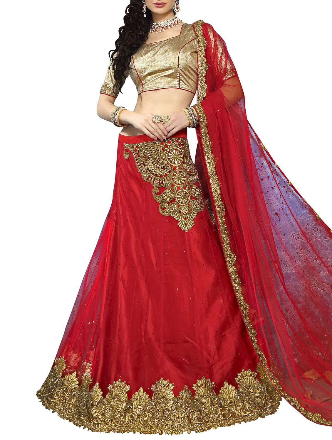 red net lehenga
