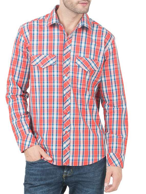 orange cotton casual shirt