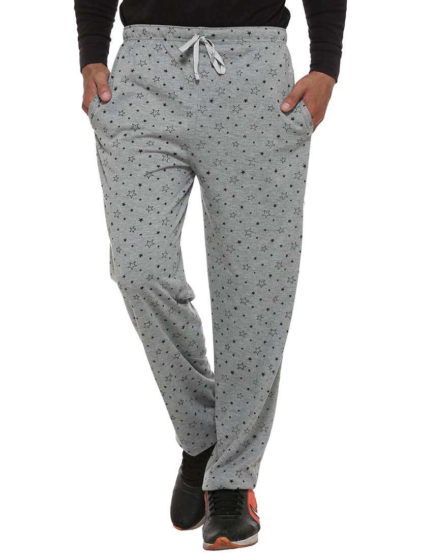 grey printed full length track pant
