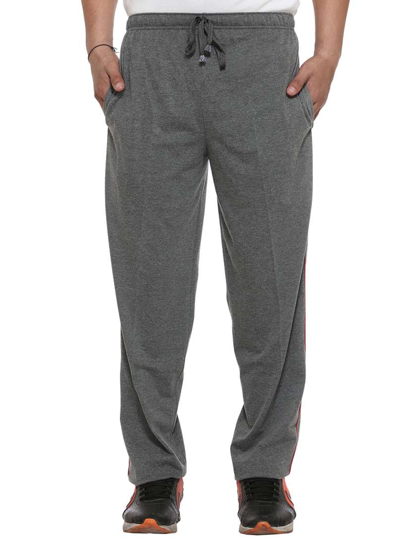 grey solid full length track pant