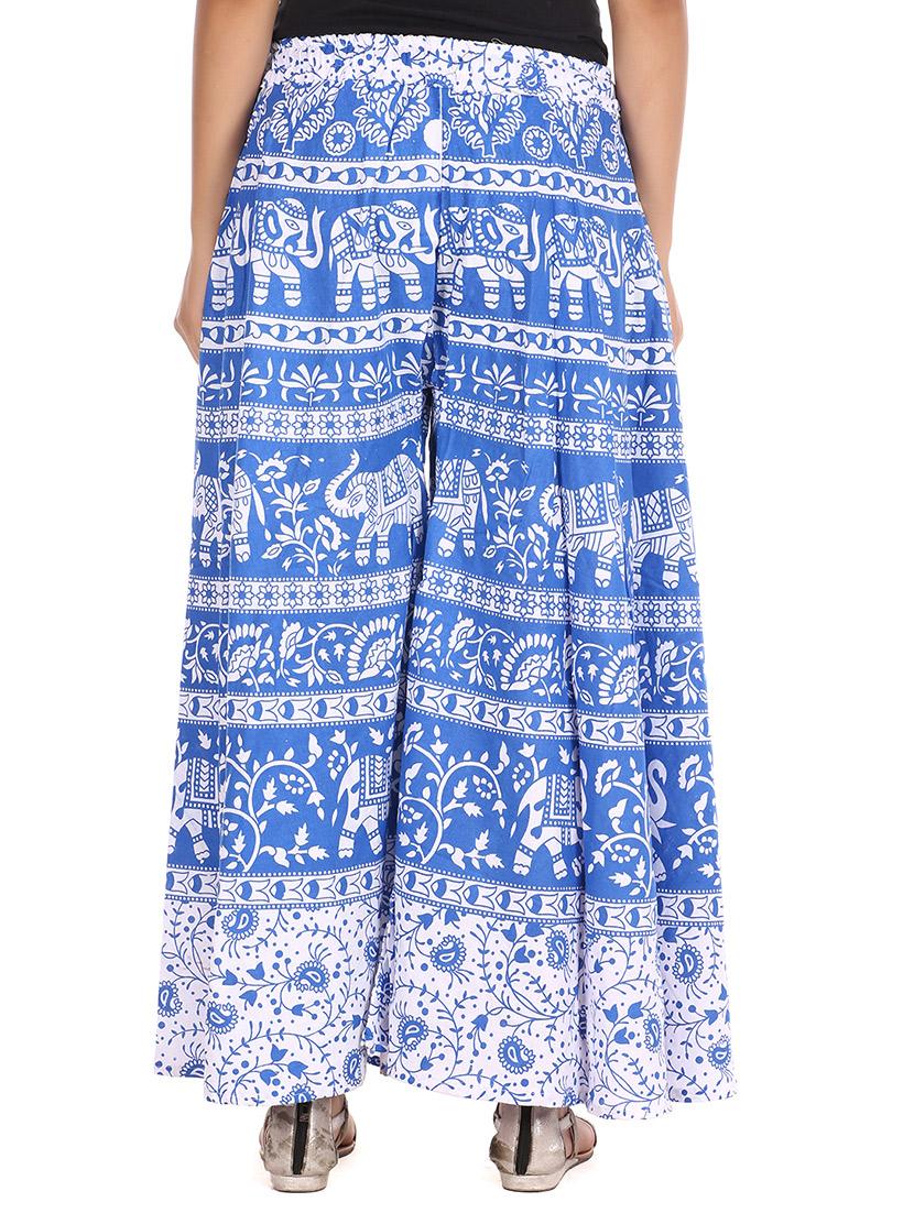 blue printed cotton palazzo - 11463861 - Standard Image - 2