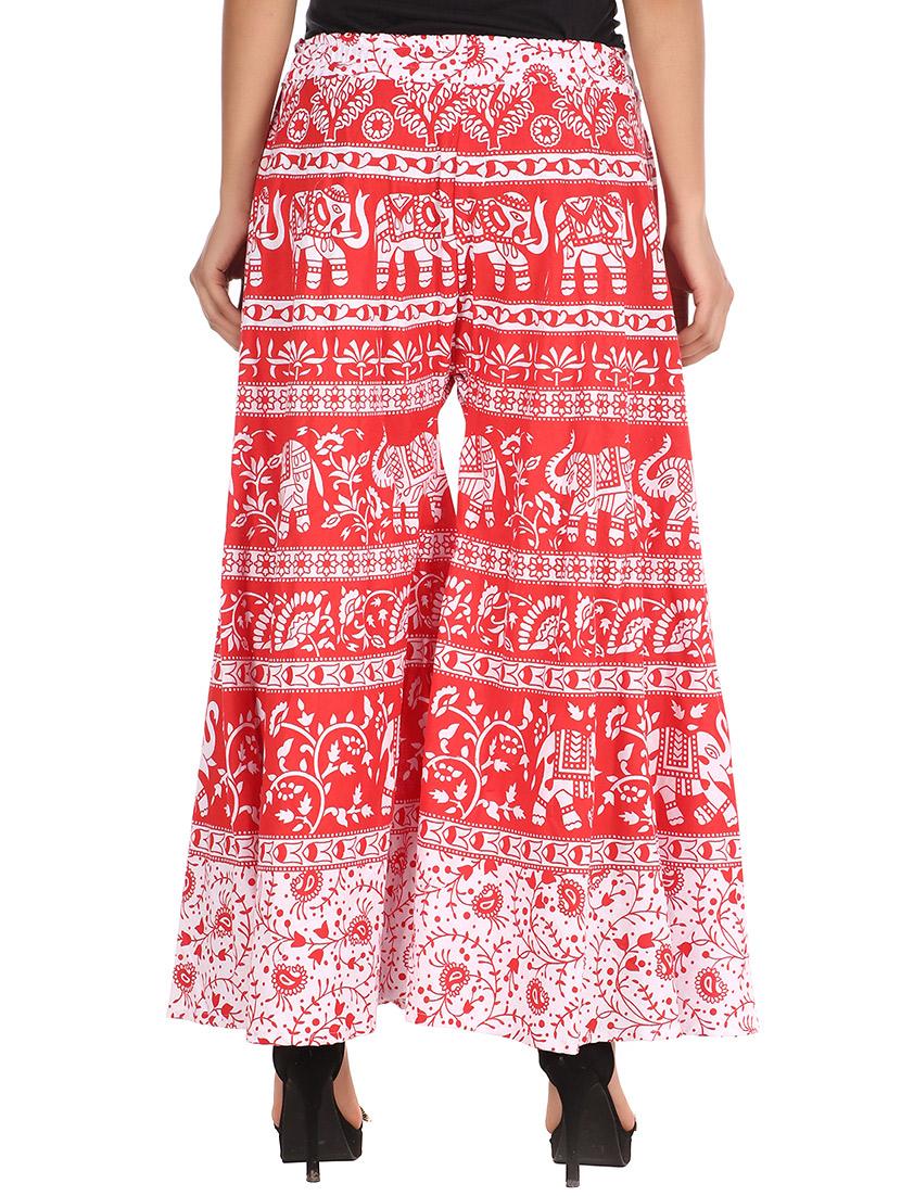 red printed cotton palazzo - 11463865 - Standard Image - 2