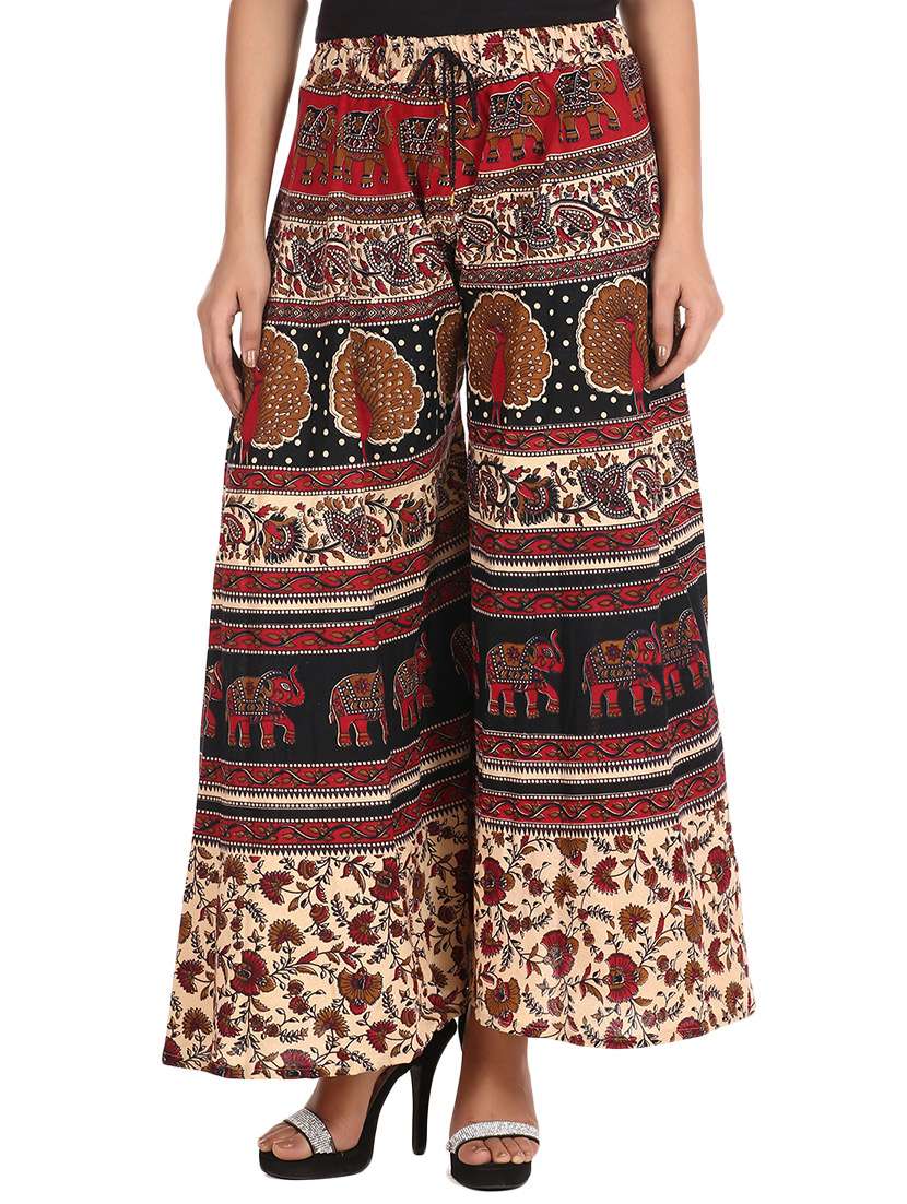multicoloured printed cotton palazzo