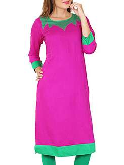 fuchsia rayon straight kurta