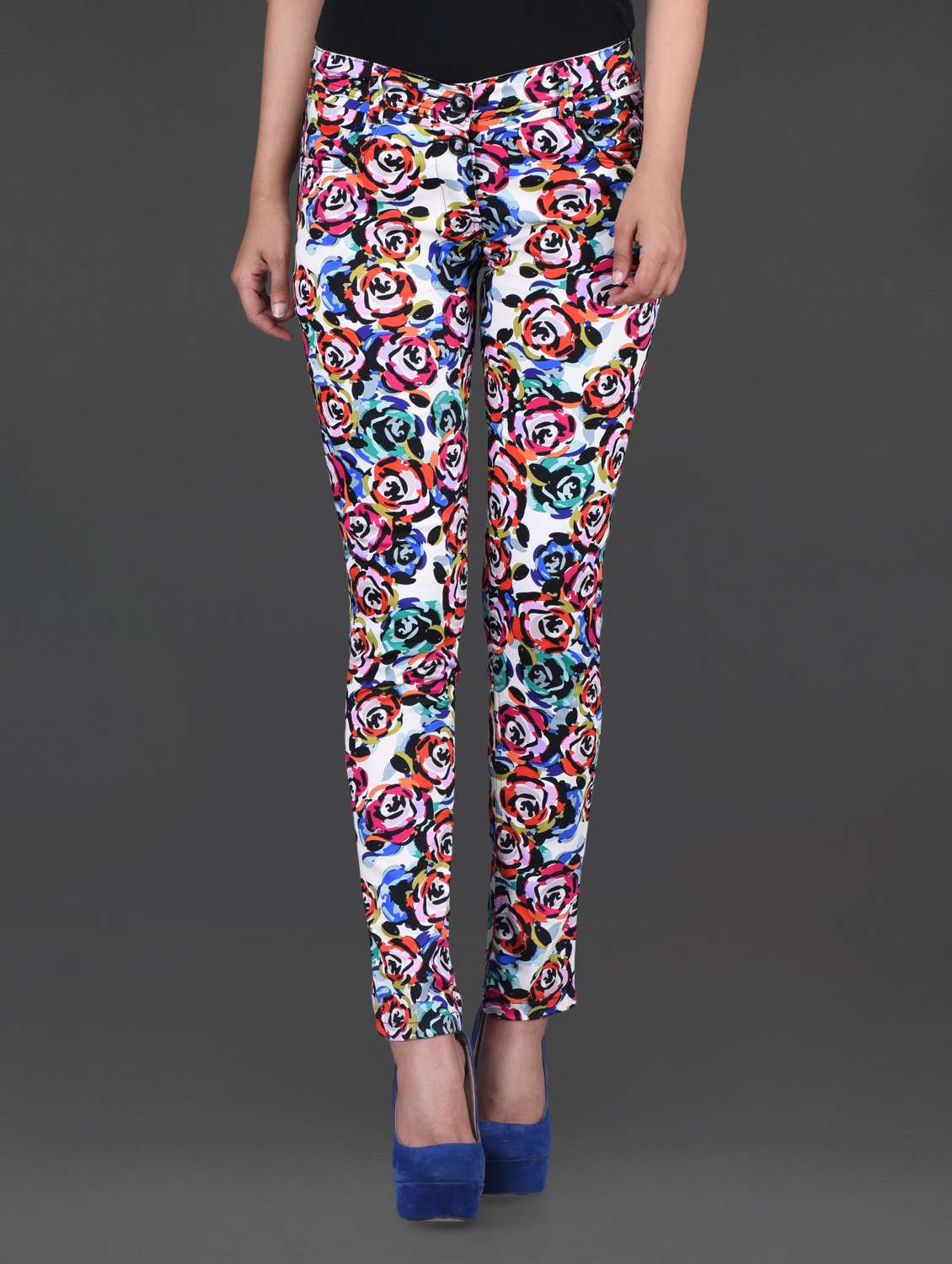 rose printed cotton spandex jeggings