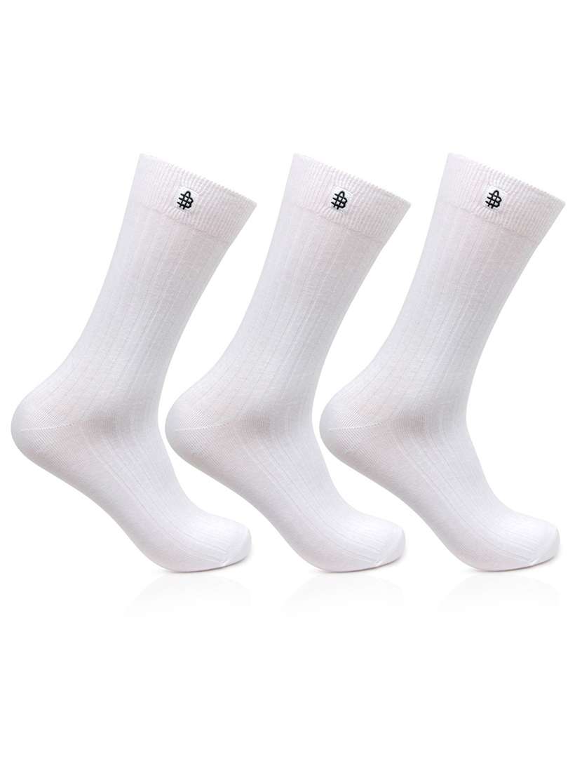 White Cotton Socks Set Of 3