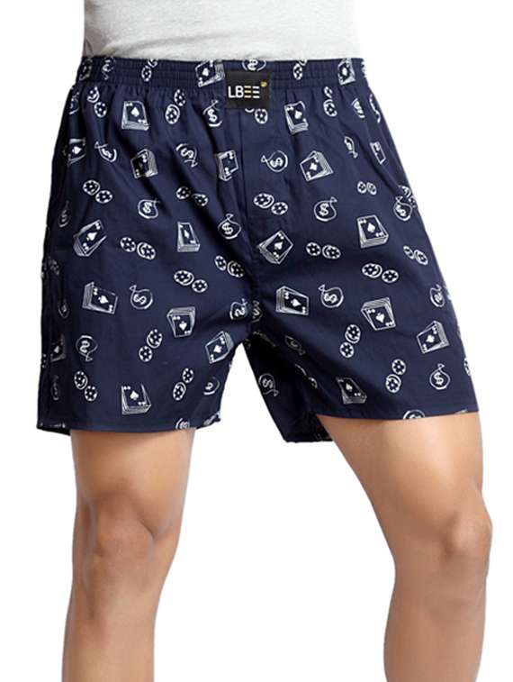navy blue cotton printed boxer