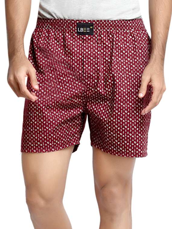brown cotton printed boxer