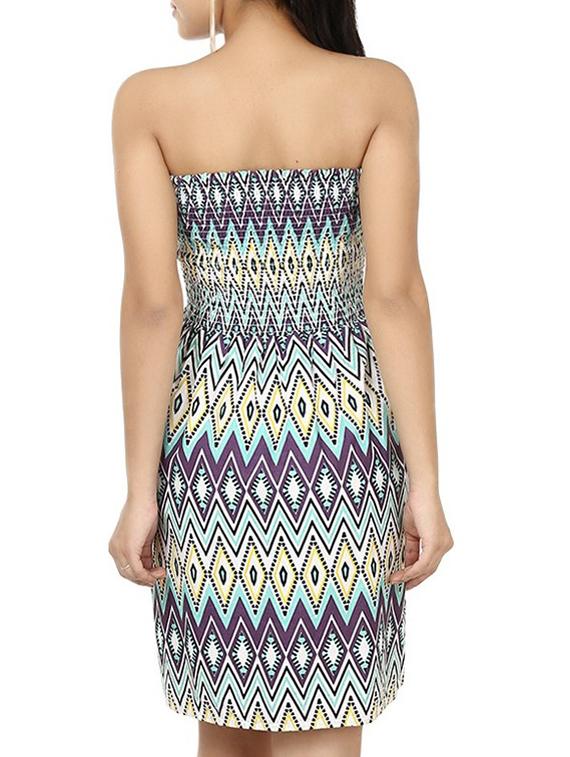 navy blue printed cotton tube dress - 11482395 - Standard Image - 2