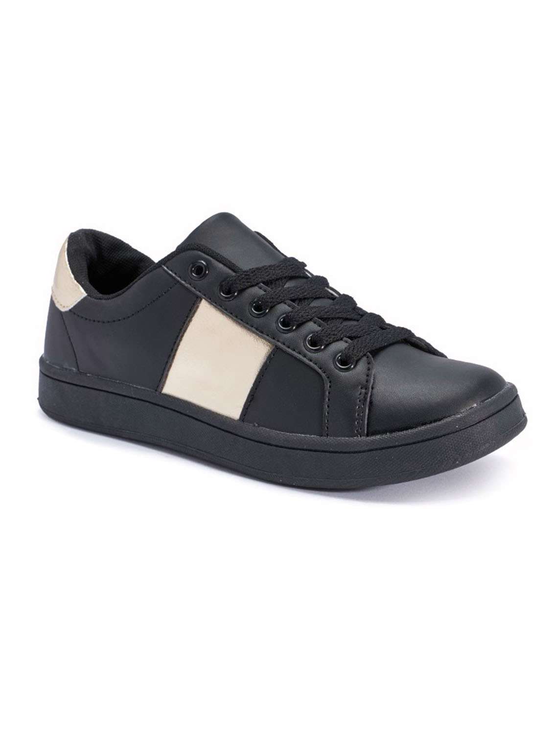 black and gold letherette sneakers