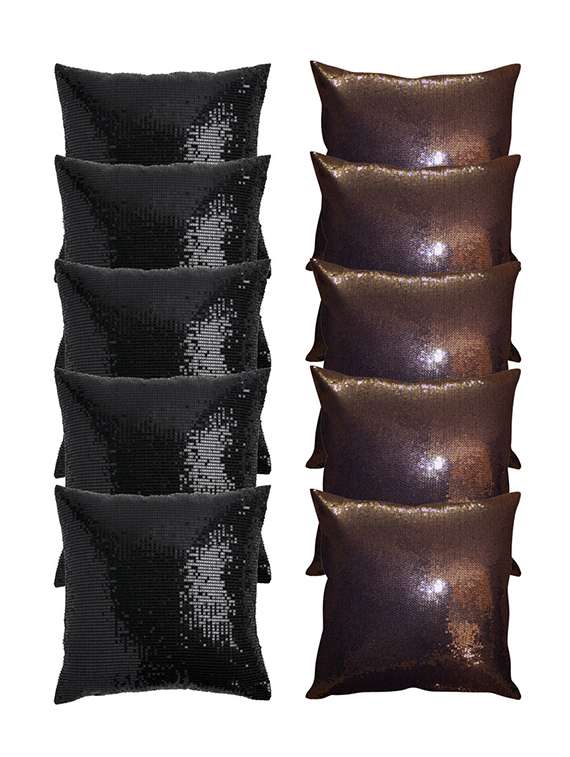 set of 10 multi colored poly silk cushion covers