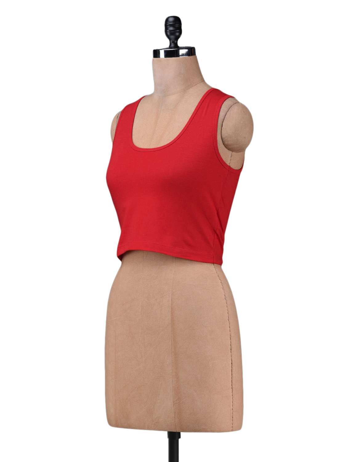 red cotton lycra knit crop top - 1149168 -  Standard Image - 2