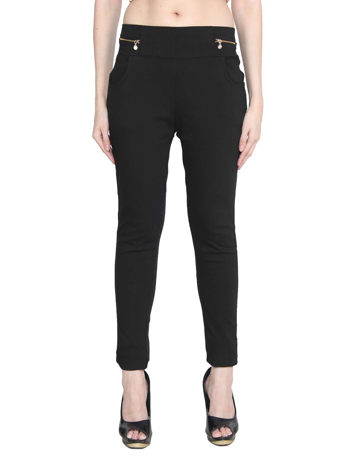 black nylon jeggings