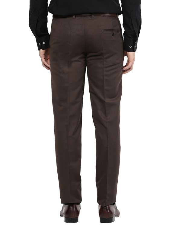 brown slim fit formal trousers - 11509362 - Standard Image - 2