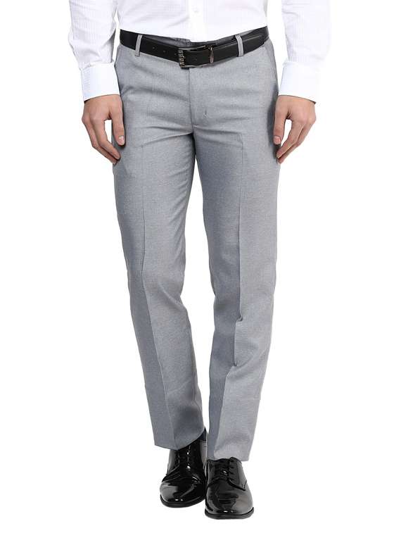 Slim Fit Grey Formal Trousers