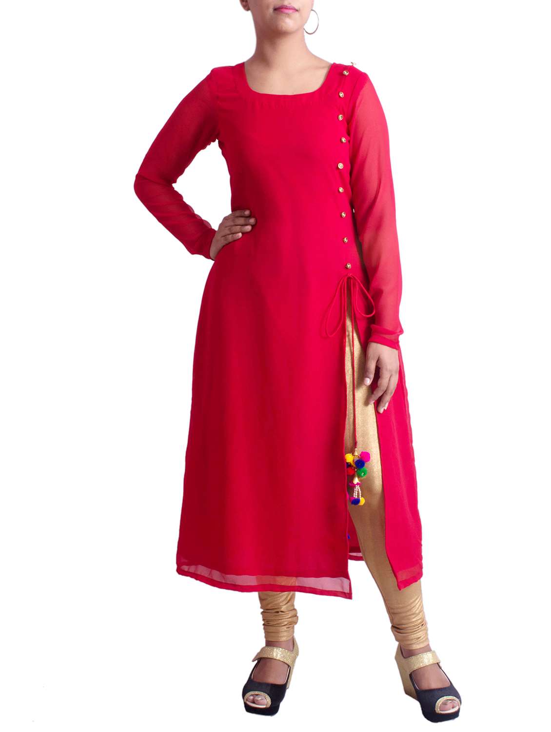 red georgette kurta
