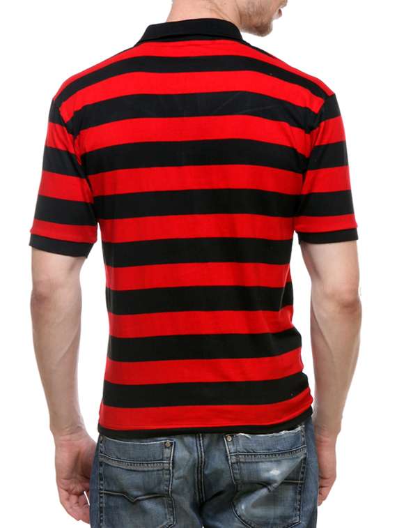 red and black striped cotton polo t-shirt - 11509869 - Standard Image - 2